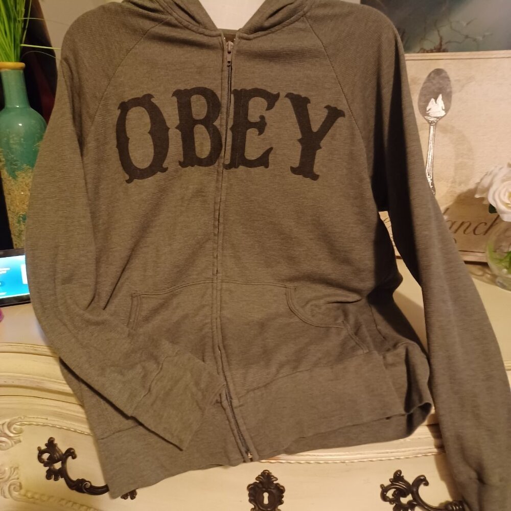 OBEY Zip Hoodie w/Pockets sz M
